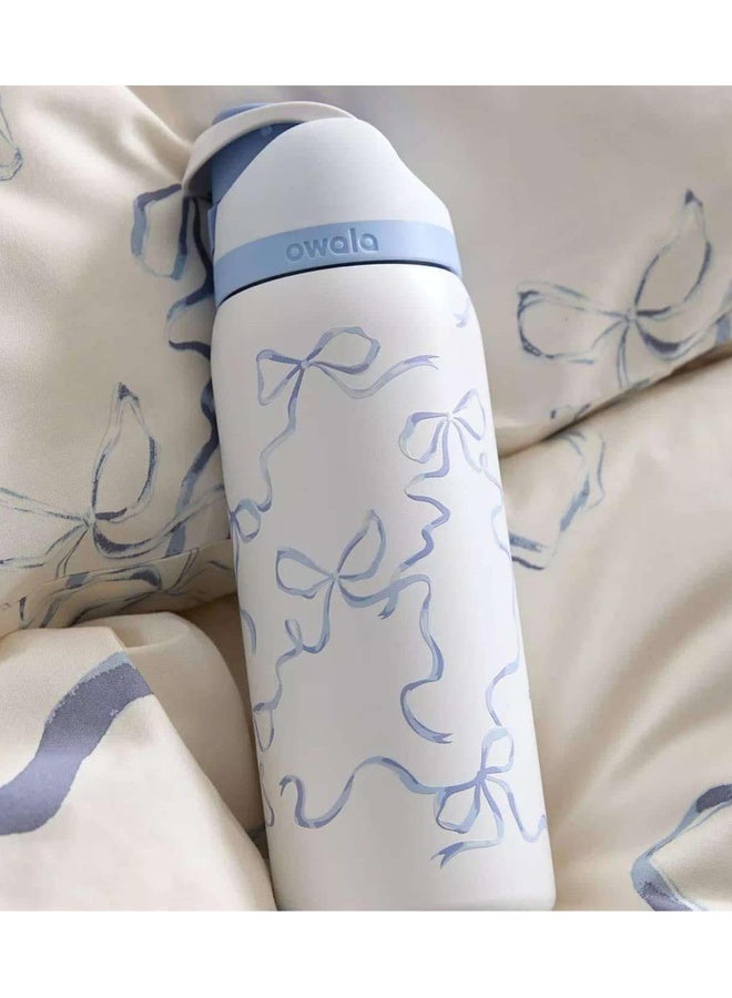 زجاجة مياه رياضية من أوالا فري سيب معزولة مزدوجة من الفولاذ المقاوم للصدأ | مع قشة | خالية من BPA | عبوة واحدة | 32 أونصة (رباط أزرق) - Image 2
