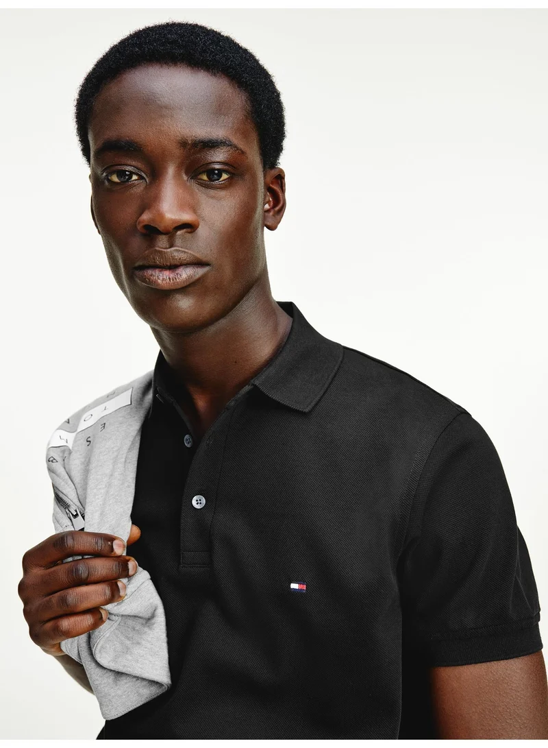 Tommy Hilfiger Black 1985 Slim Fit Pique Polo Shirt for Men | Best Price UAE
