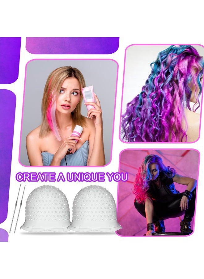 Jexine 2 Pcs Hair Coloring Highlighting Cap Reusable Silicone Highlight Cap Pull Through Caps for Hair Coloring Frosting Cap with Hook Hair Dye Cap with Holes Hair Salon Tools Hairdressing Highlighting Kit - Image 4
