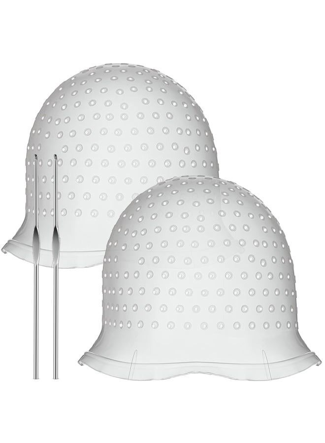 Jexine 2 Pcs Hair Coloring Highlighting Cap Reusable Silicone Highlight Cap Pull Through Caps for Hair Coloring Frosting Cap with Hook Hair Dye Cap with Holes Hair Salon Tools Hairdressing Highlighting Kit - Image 1