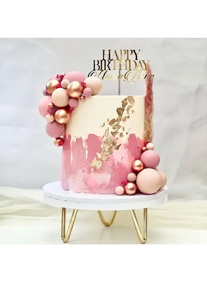 Light Pink And Golden Cake Decorating Foam Balls 18pcs For Dessert Tables And Celebrations - Image 1