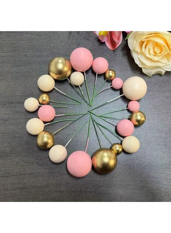 Light Pink And Golden Cake Decorating Foam Balls 18pcs For Dessert Tables And Celebrations - Image 5