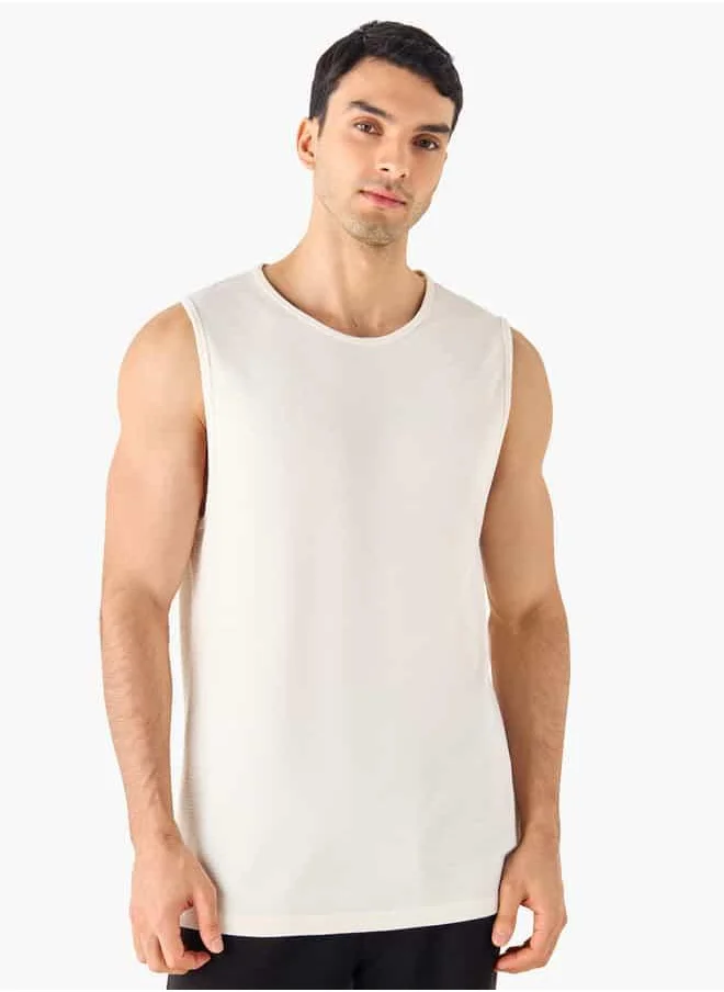 Iconic Iconic Textured Round Neck Sleeveless T-shirt