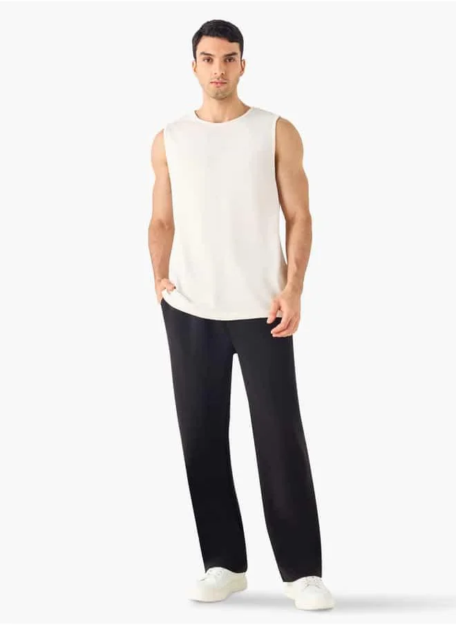 Iconic Iconic Textured Round Neck Sleeveless T-shirt