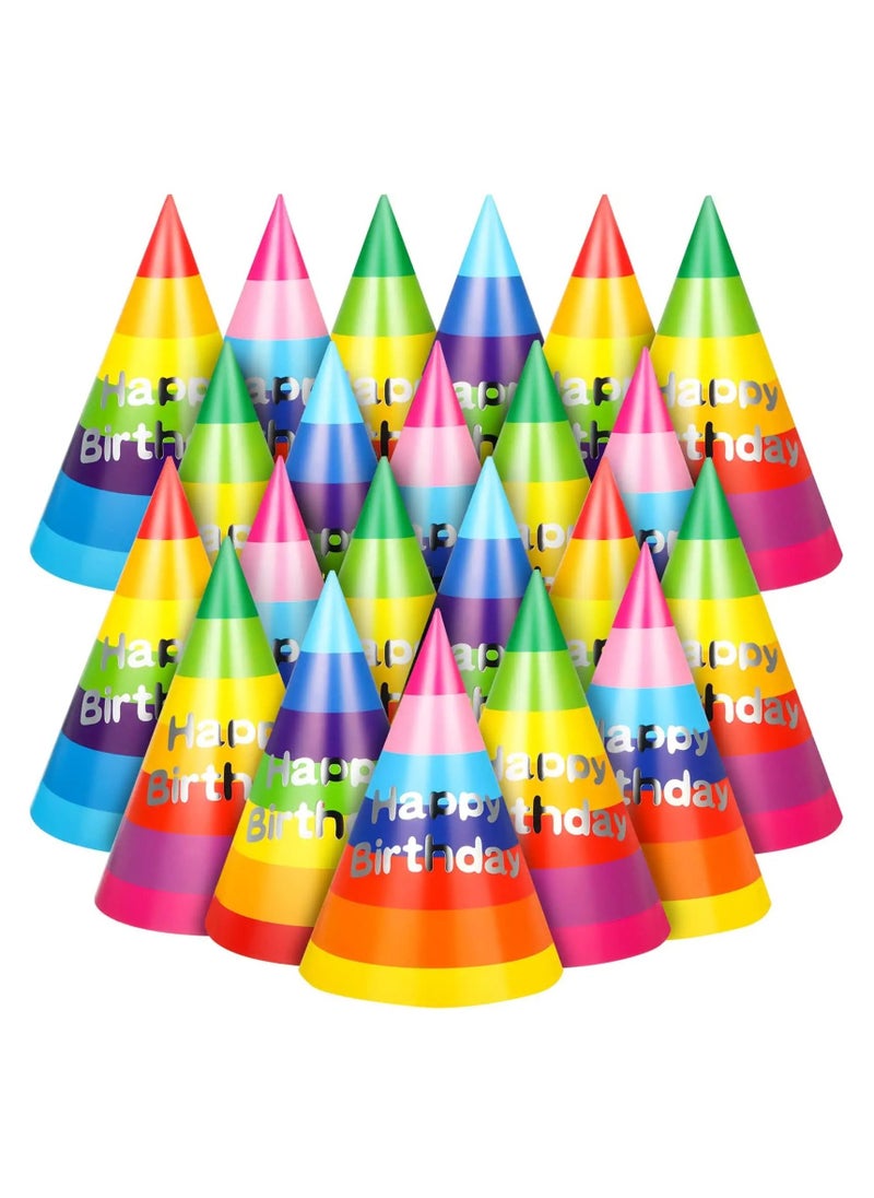 Birthday Party Hats, Rainbow Cone Hats Paper Colorful Party Birthday Hats Art Craft Caps for Kids Adults Birthday Party Supplies, Birthday Party Cone Hats Art Craft Caps Birthday Party Hats - Image 1