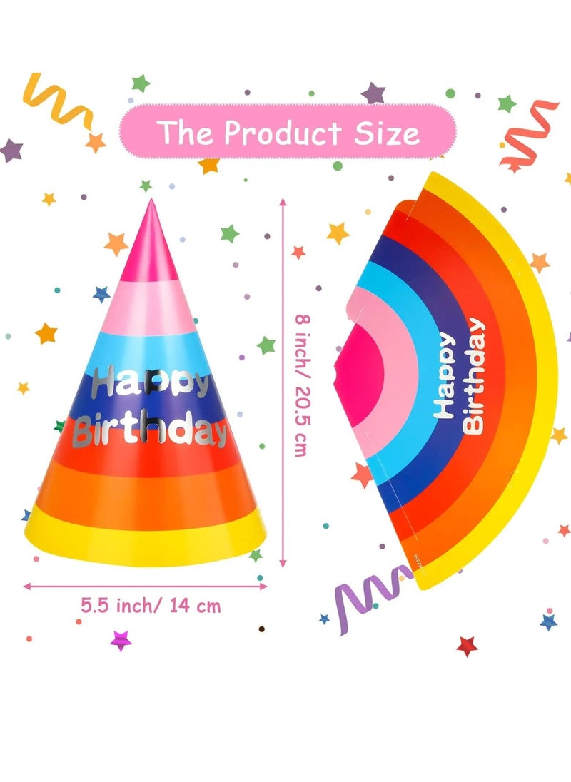 Birthday Party Hats, Rainbow Cone Hats Paper Colorful Party Birthday Hats Art Craft Caps for Kids Adults Birthday Party Supplies, Birthday Party Cone Hats Art Craft Caps Birthday Party Hats - Image 4