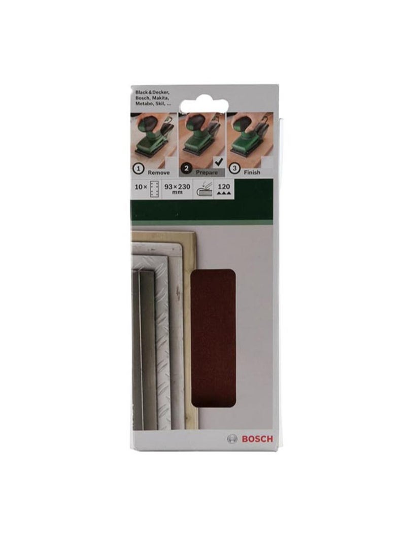 Bosch G120 Orbital Clamped Sanding Sheets Pack Of 10