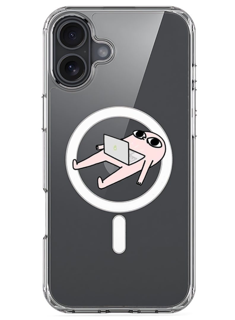 Theodor iPhone 16 Plus Magsafe Magnetic Case for iPhone Compatible with Wireless Charging, Shockproof Phone Bumper Cover - Sleep with Laptop - Image 1