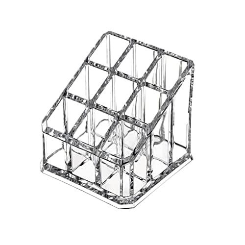 KW Collection Acrylic Makeup Organizer Cosmetic Storage Display Case Makeup Brush Holder Organizer Lipstick Dispenser Canister Bathroom Container (3.5 x 3.5 x 2.6 in, 9 Partitions, Transparent) - Image 2