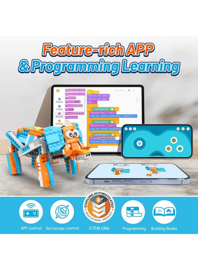 Apitor 10 In 1 Stem Robot Building Kit, Upgrade App Remote Control Programmable Building Block Set Coding Robot, Educational Diy Science Robot Kit Gifts For Age 7 8 9 10 11 12+ Boys & Girls (389 Pcs) - Image 4