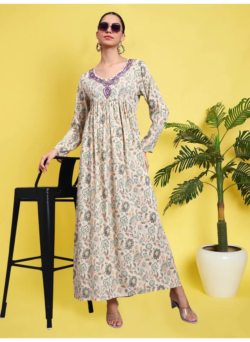 Alaya Women's Rayon Jalabiya with Embroidered Neck-AL4067