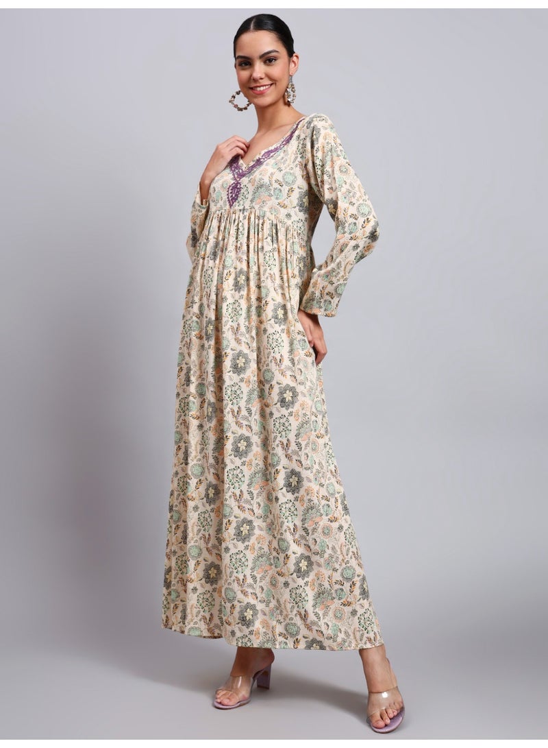 الايا جلابية نسائية من الرايون مطرزة عند الرقبة - Image 5