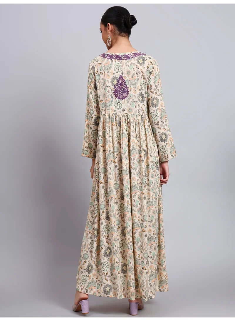 Alaya Women's Rayon Jalabiya with Embroidered Neck-AL4067