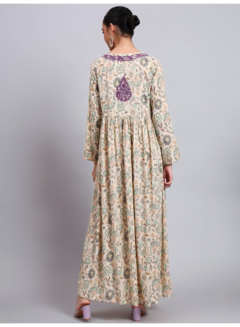 الايا جلابية نسائية من الرايون مطرزة عند الرقبة - Image 2