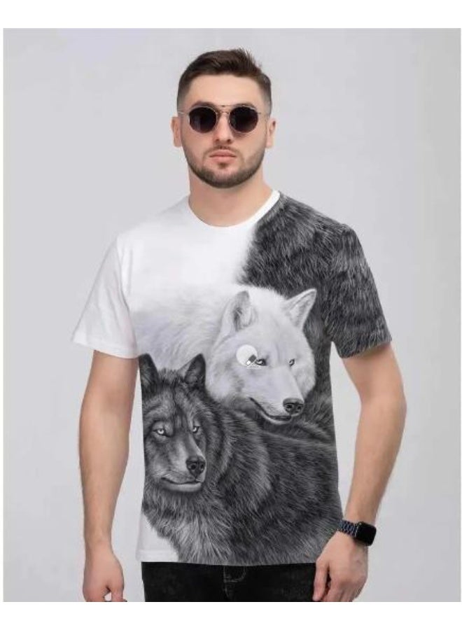 Men's  Print Short Sleeve T-Shirt - Comfortable Crew Neck Tee for Outdoor Sports and Leisure Fashion Essential - Image 1