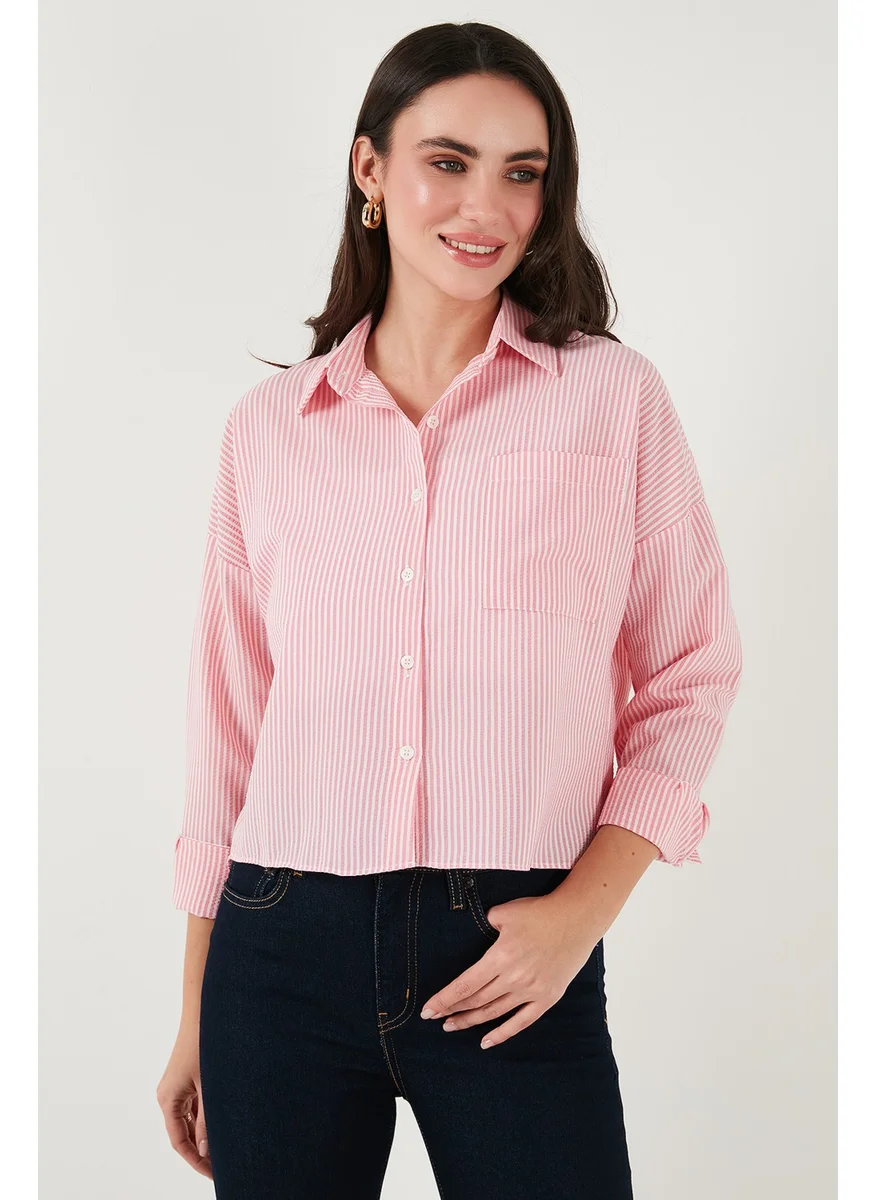 Lela Regular Fit Striped Chest Pocket Textured Shirt Women's Shirt 6772870