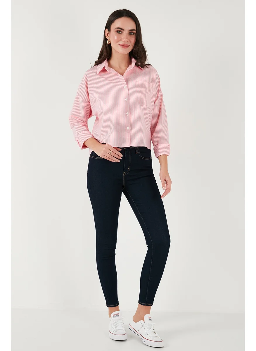 ليلا Regular Fit Striped Chest Pocket Textured Shirt Women's Shirt 6772870