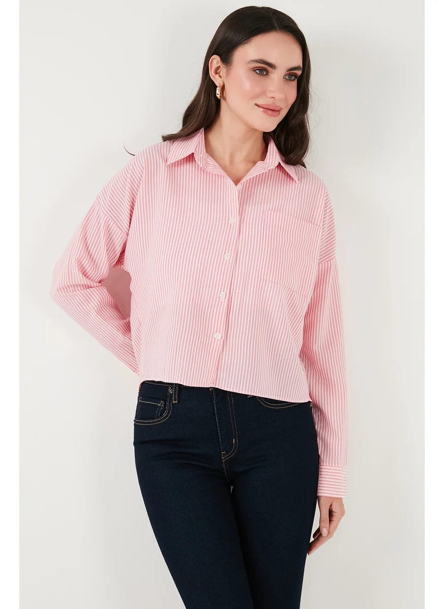 ليلا Regular Fit Striped Chest Pocket Textured Shirt Women's Shirt 6772870