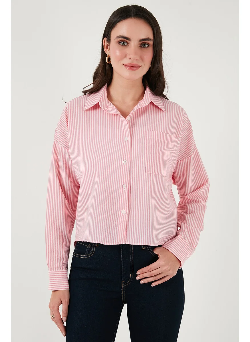 ليلا Regular Fit Striped Chest Pocket Textured Shirt Women's Shirt 6772870