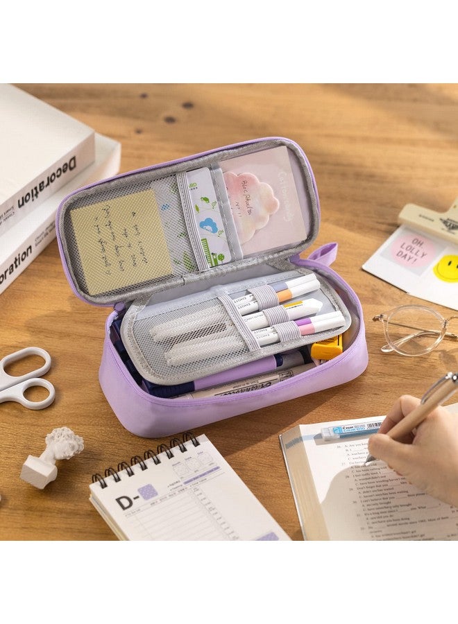 CICIMELON Durable Pen Pencil Case Big Storage Pen Pouch Bag for School Supplies Office College Teen Girls Adults, Purple - Image 3