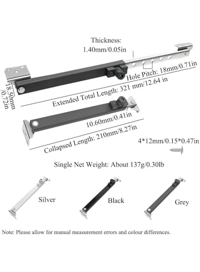 Black Casement Window Hinges Latches Adjustable Windproof Support Angled Fixed Base - Image 3