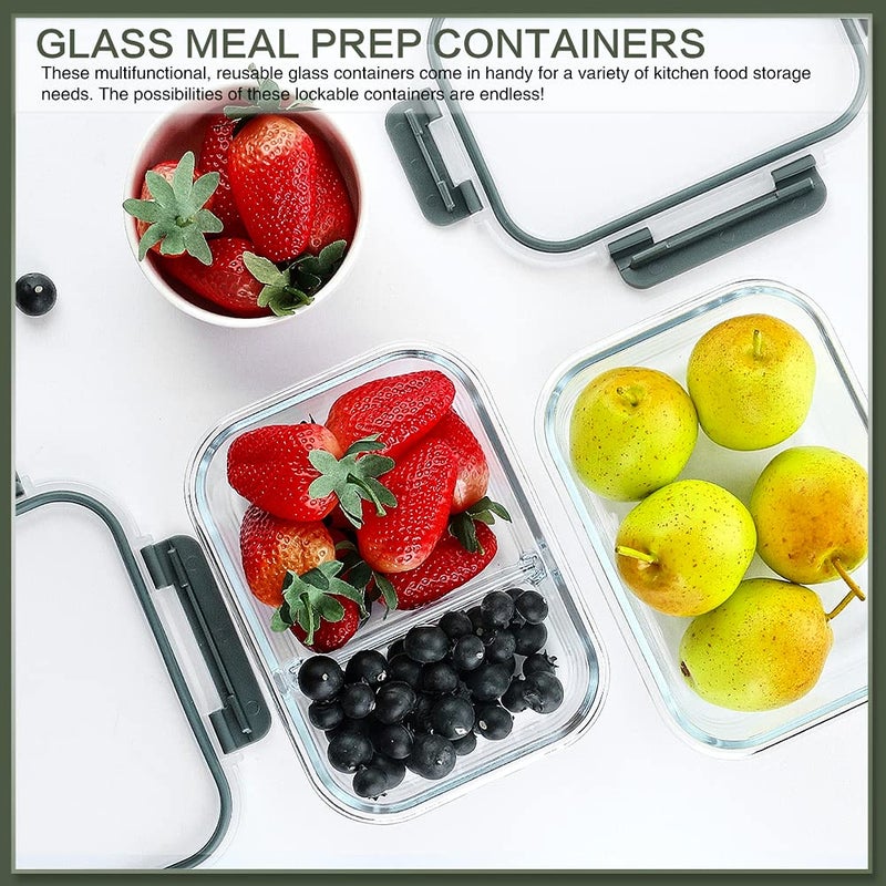 KOMUEE 10 Packs 30 oz Glass Meal Prep Containers,Glass Food Storage Containers with Lids,Airtight Lunch Bento Boxes,Microwave, Oven, Freezer and Dishwasher,White - Image 4