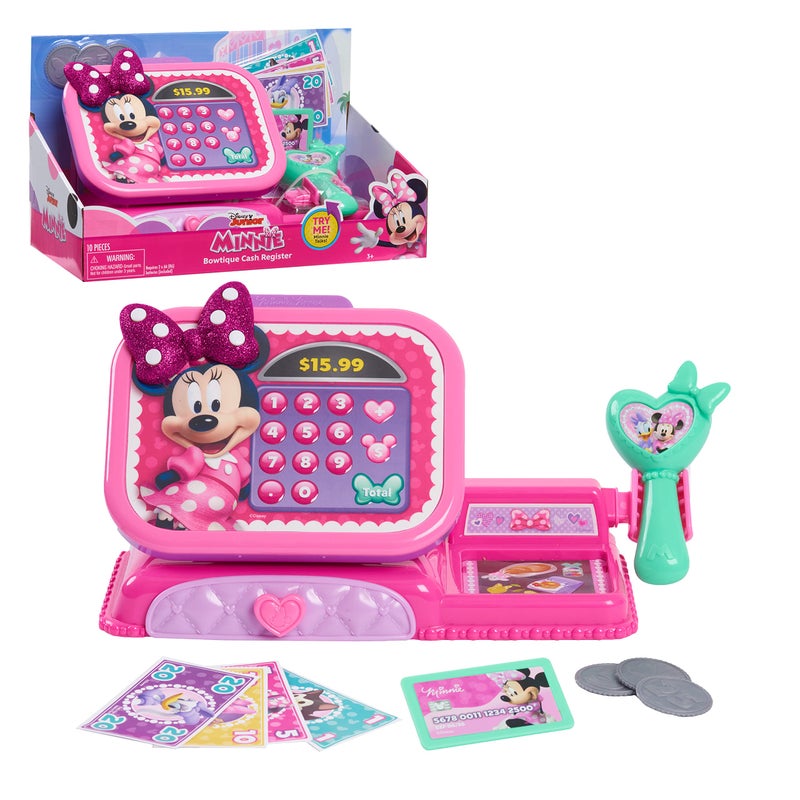 Minnie Disney Junior Minnie Mouse Bowtique Cash Register with Sounds, Dress Up and Pretend Play - Image 1