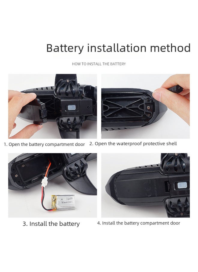 Remote Control Boat Toy - High-speed Racing Yacht Turbo Function - Ready-to-run 27 Mhz Frequency For Ages 14-Color:Black E-Commerce Box  - Image 3