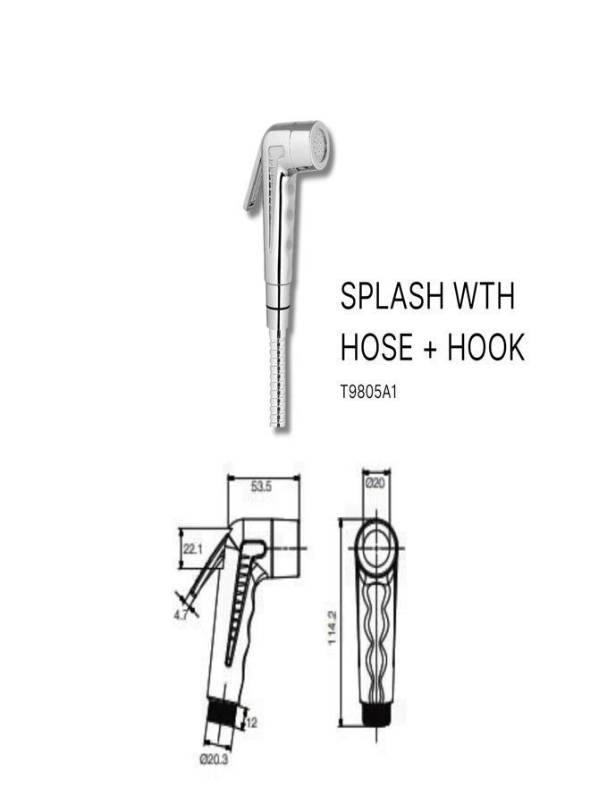 Parryware ABS Chrome Finish Splash Health Faucet with Hose & Hook (Silver) (T9805) - Image 4
