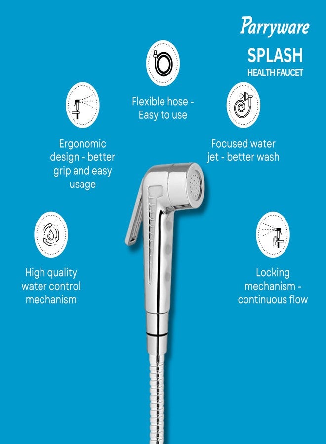 Parryware ABS Chrome Finish Splash Health Faucet with Hose & Hook (Silver) (T9805) - Image 5
