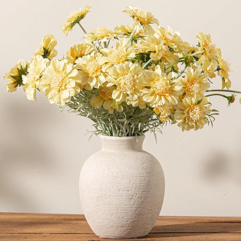 Vanselia Ceramic Flower Vase Home Decor - Farmhouse Table Vases Rustic Vintage Living Room Kitchen Bedroom Decorations for House Book Shelf Office Coffee Desk Dining Fireplace (7.4" Rustic) - Image 4