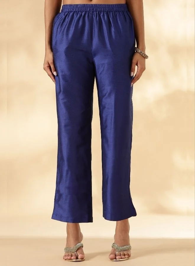 Abhishti  Solid Blue Sleeveless Kurta Pant Set for Women | Best Price UAE