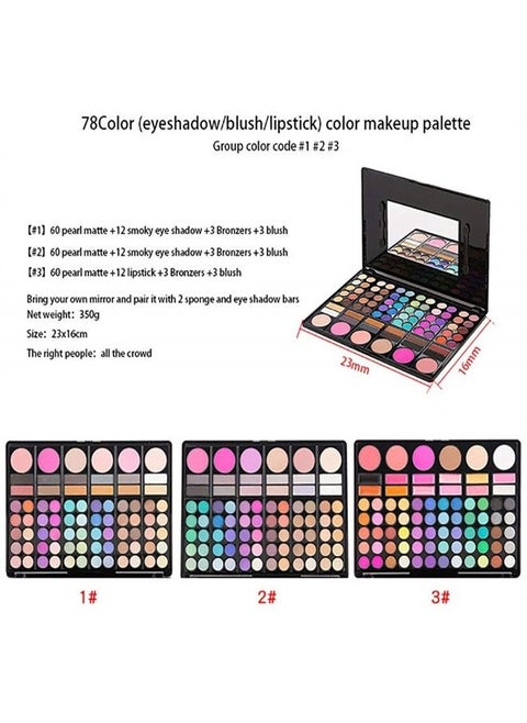 ® Professional 78 Colors Cream Concealer Camouflage Makeup Palette Contouring Kit - with 12 Lip Gloss, 60 Eyeshadow and 8 Concealer - Perfect for Professional as well as Personal Use