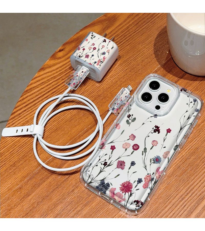 مجموعة حافظة هاتف 5 في 1 لهاتف iPhone 14 Pro - حافظة شفافة مع واقي كابل البيانات وغطاء محول الشحن السريع - Image 5