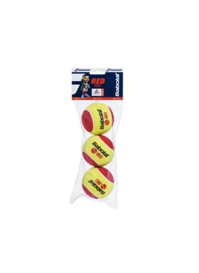 BabolaT Red Felt X3 Tennis Ball 