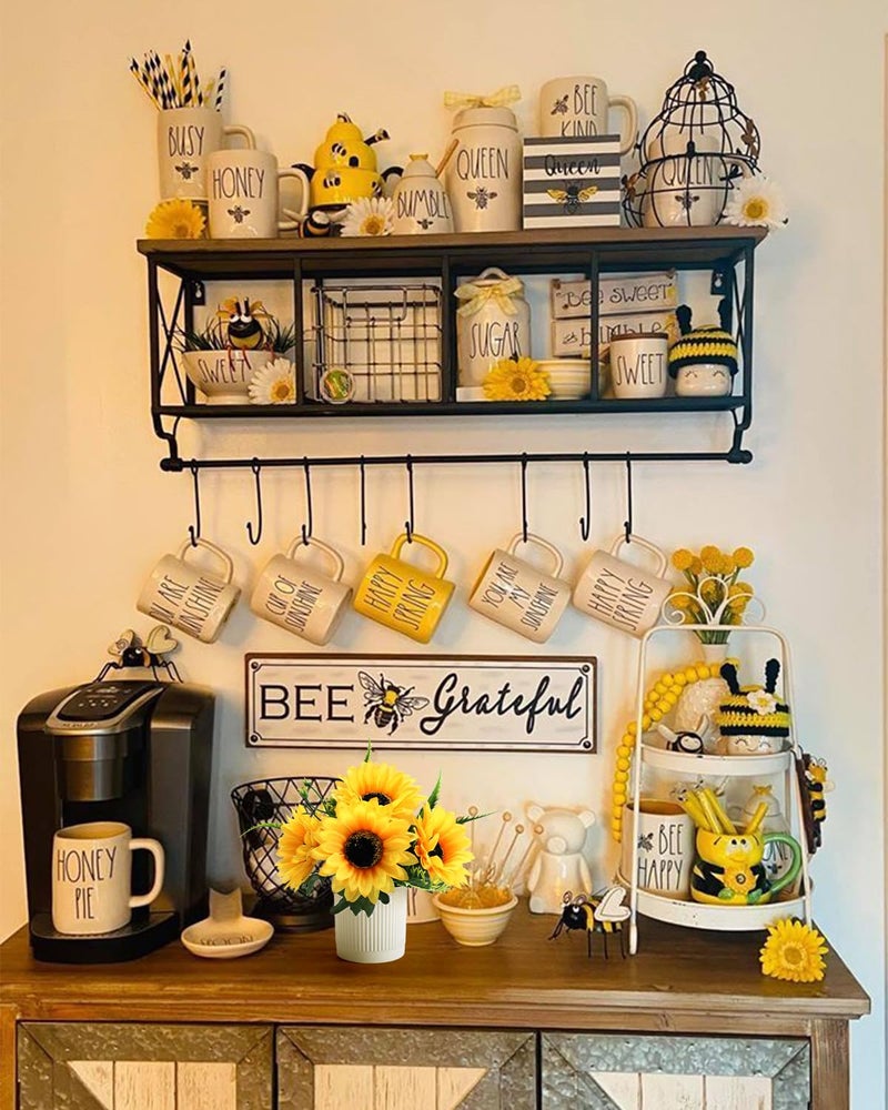 Coferset 2 Pack Sunflower Potted Artificial Flowers Small Fake Plant,Yellow Sunflower Small Artificial Plants for Home Office Farmhouse Coffee Table Bathroom Wedding Party Decor - Image 4