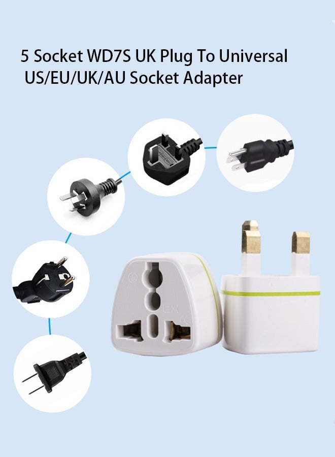 5 Socket Travel Adapter WD7S UK Plug To Universal US/EU/UK/AU Socket Adapter White - Image 1