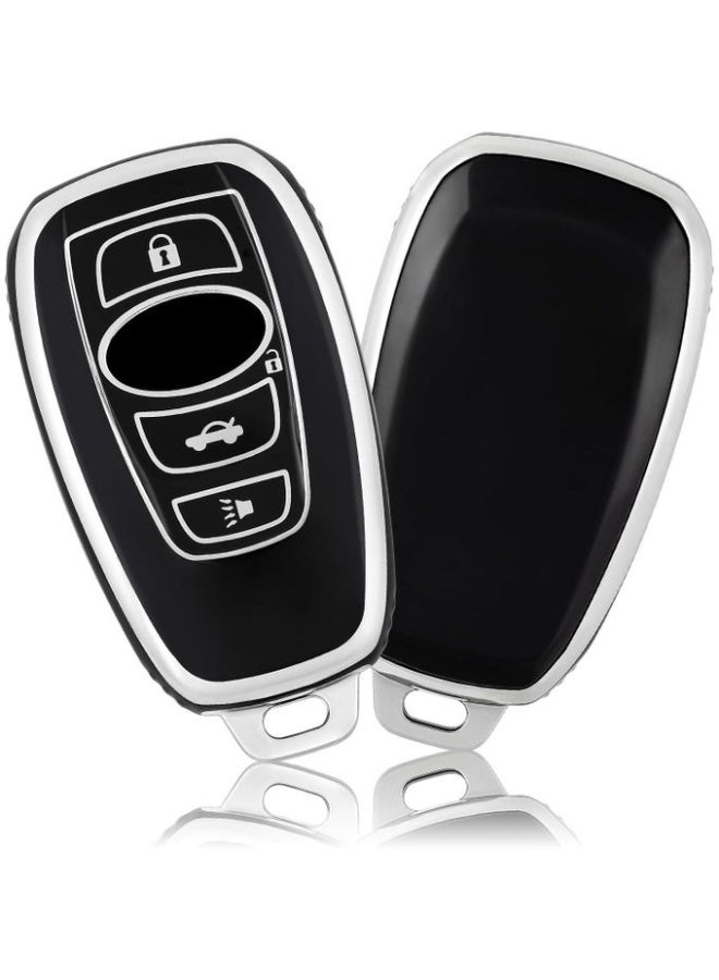 Key Fob Cover for Subaru, Soft TPU Car Key Protective Case Cover for Subaru CrossTrek Ascent Forester Outback WRX Ascent BRZ Impreza Legacy STI Car Accessories Smart Key Holder, Silver - Image 2