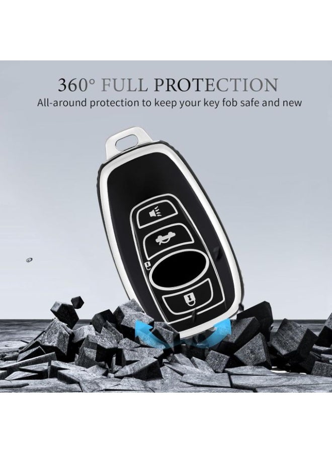 Key Fob Cover for Subaru, Soft TPU Car Key Protective Case Cover for Subaru CrossTrek Ascent Forester Outback WRX Ascent BRZ Impreza Legacy STI Car Accessories Smart Key Holder, Silver - Image 1