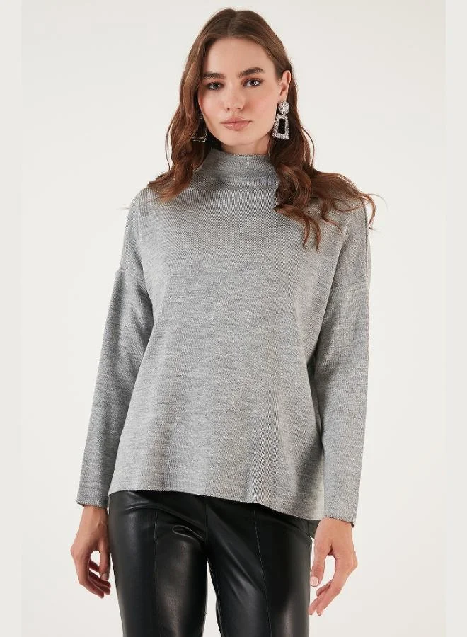 Lela Lela Long Back Stand Collar Thin Knit Sweater Women's SWEATER 4615002