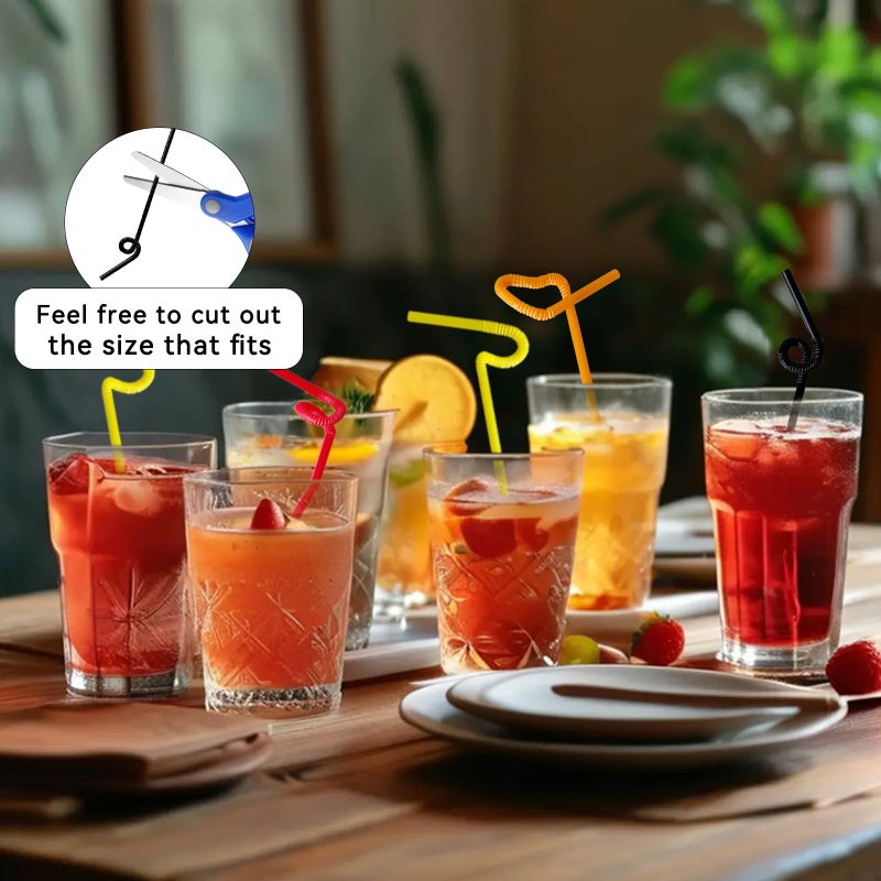 YAOSHENG Water cup Straw 10.23"" x 0.23""Solid Colors Flexible Drinking Straws  Independent packaging Plastic Disposable Bendy Straws (200  transparent) - Image 5