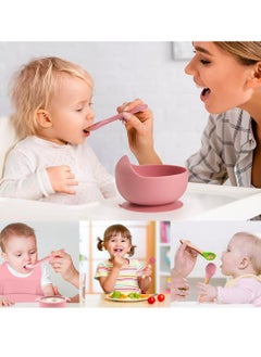 Gonice Baby Feeding Set 9 Pack Silicone Baby Led Weaning Feeding Supplies BPA Free Baby Tableware Set, Toddler Divider Plate & BowlSelf Feeding Eating Utensils Include Spoons Forks Cups Adjustable Bib  - Image 2