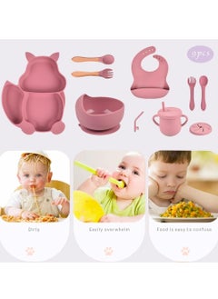 Gonice Baby Feeding Set 9 Pack Silicone Baby Led Weaning Feeding Supplies BPA Free Baby Tableware Set, Toddler Divider Plate & BowlSelf Feeding Eating Utensils Include Spoons Forks Cups Adjustable Bib  - Image 3