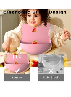 Gonice Baby Feeding Set 9 Pack Silicone Baby Led Weaning Feeding Supplies BPA Free Baby Tableware Set, Toddler Divider Plate & BowlSelf Feeding Eating Utensils Include Spoons Forks Cups Adjustable Bib  - Image 4