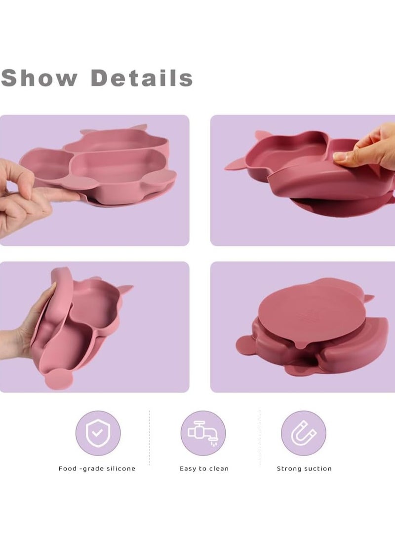 Gonice Baby Feeding Set 9 Pack Silicone Baby Led Weaning Feeding Supplies BPA Free Baby Tableware Set, Toddler Divider Plate & BowlSelf Feeding Eating Utensils Include Spoons Forks Cups Adjustable Bib  - Image 5