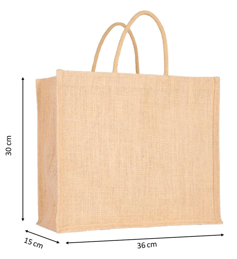 Soman Jute Ecofriendly Large(14x6x12inches) Return Gift Bags Plain Natural Pack of 10 Bags - Image 2
