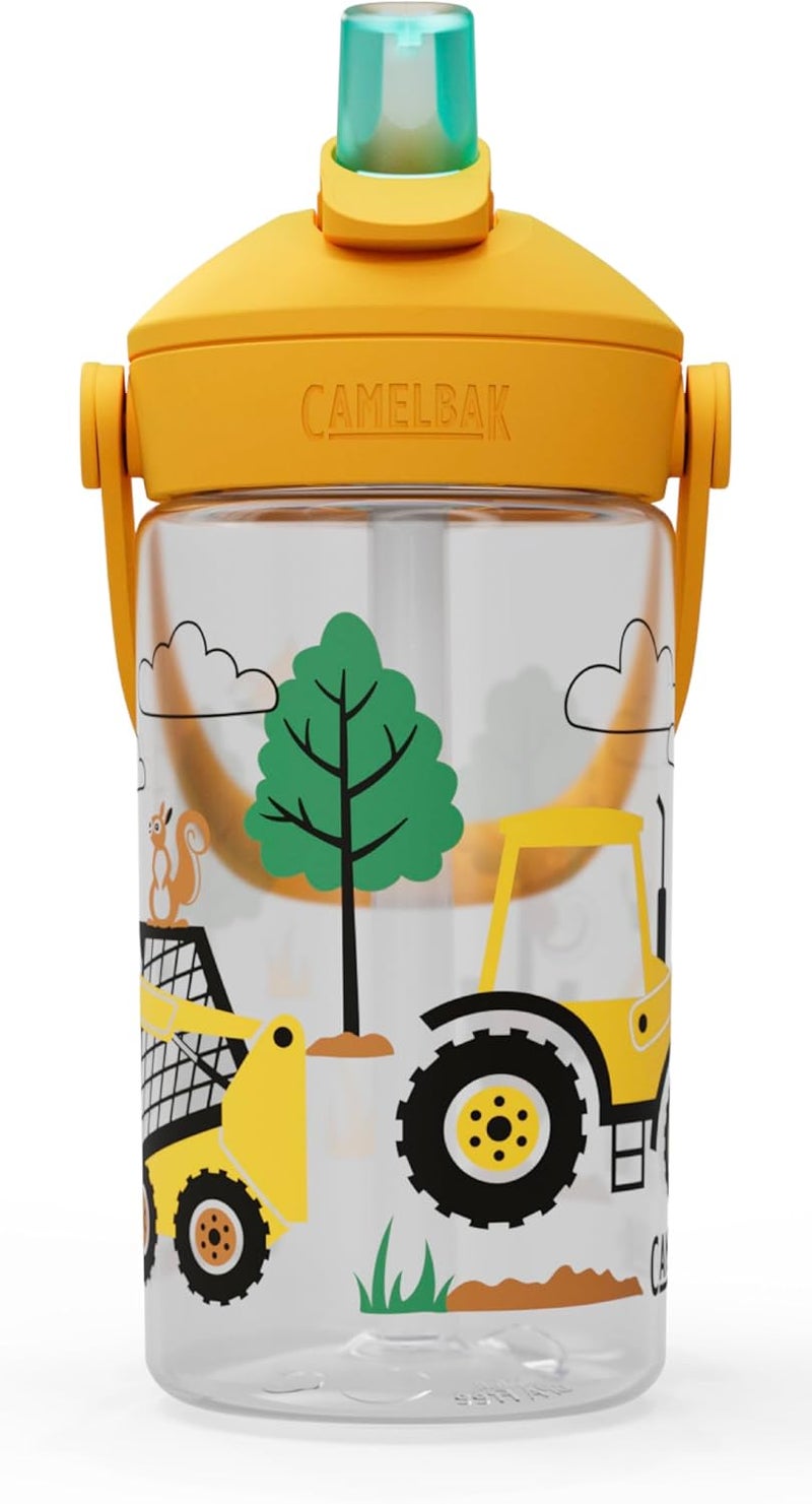 CAMELBAK زجاجة ماء كاملباك ثرايف فليب ستراو للأطفال سعة 14 أونصة - تصميم الجرارات والأشجار - Image 2