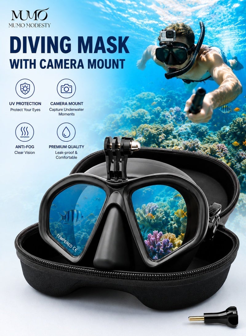 MUMO Adult Snorkeling Mask, Swimming Goggles, Waterproof and Leak Proof Nose Cover Diving Mask, 180 ° Panoramic Snorkeling Mask with Camera Mount - Image 1