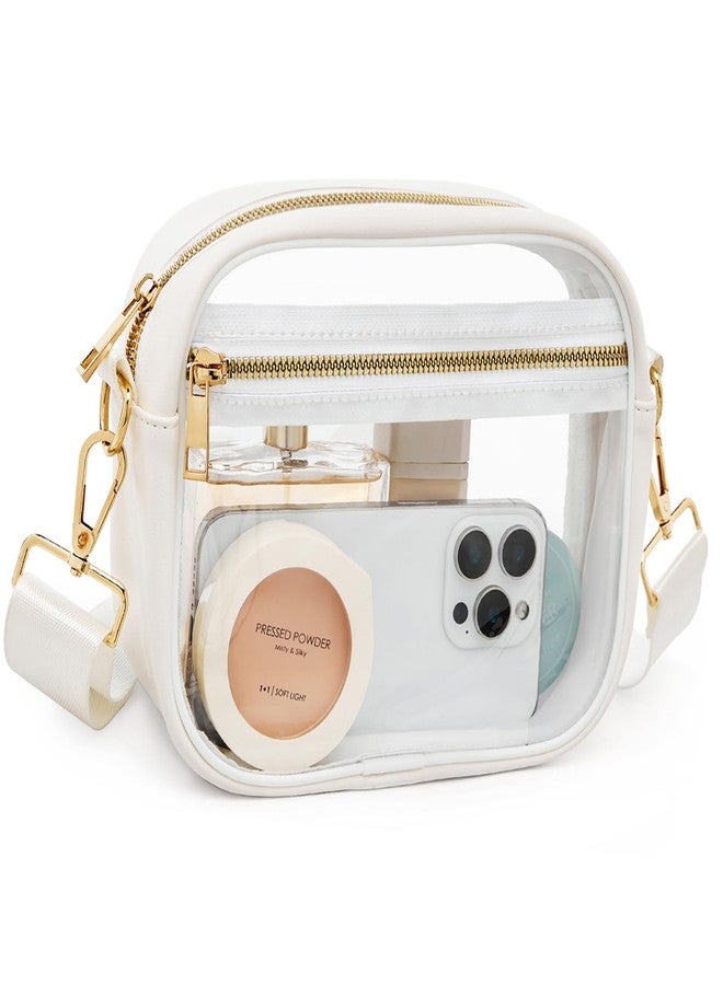 Fibrdoo Clear Bag Stadium Approved, Leather Clear Crossbody Purse Bag for Concerts Sports Events Festivals (White) - Image 1