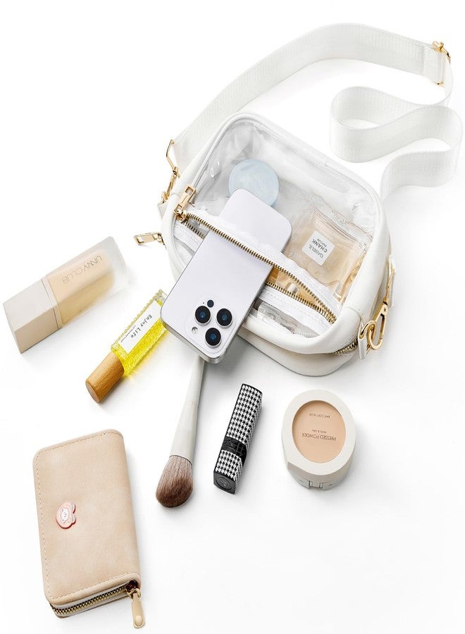 Fibrdoo Clear Bag Stadium Approved, Leather Clear Crossbody Purse Bag for Concerts Sports Events Festivals (White) - Image 5